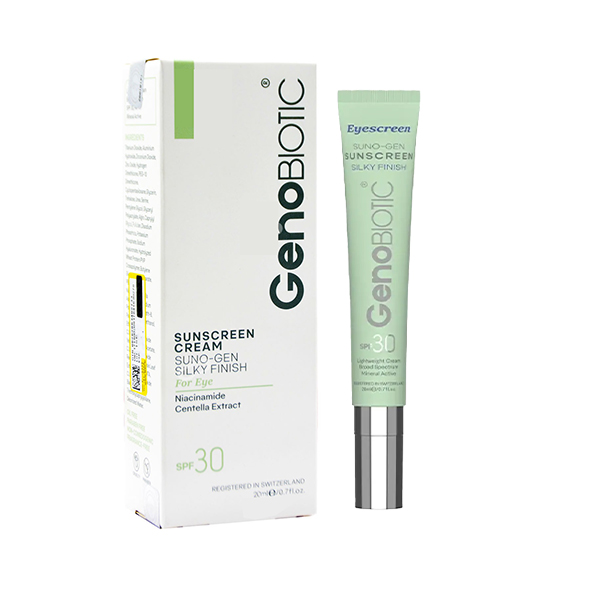 کرم ضد آفتاب دور چشم فاقد چربی و پارابن ژنو بایوتیک SPF 30 حاوی نیاسینامید حجم ۲۰ میل