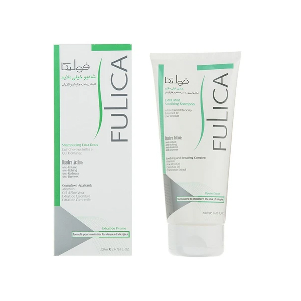 شامپو فوق ملایم فولیکا ضد خارش و التهاب حاوی عصاره بابونه و آلوئه ورا حجم ۲۰۰ میل
