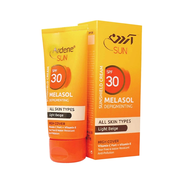 کرم ضد آفتاب رنگی آردن SPF 30 حاوی ویتامین C و E رنگ بژ روشن مناسب انواع پوست حجم ۵۰ میل