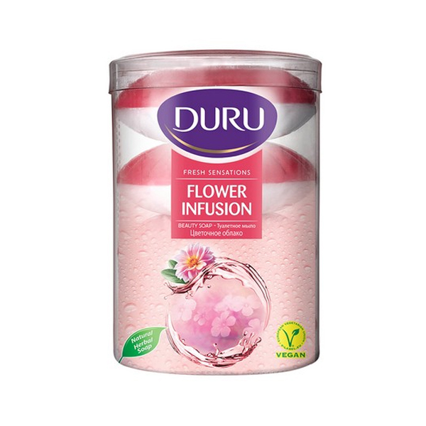 صابون کرمی دورو مدل لیوانی (دو رنگ) با رایحه گل‌های تازه بسته ۴ عددی وزن ۴۰۰ گرم