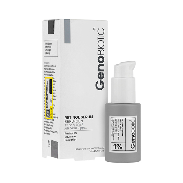 سرم رتینول ژنو بایوتیک جوان کننده و افزایش صافی پوست مناسب صورت و گردن حجم ۳۰ میل