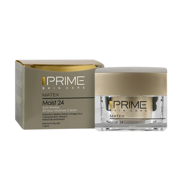 کرم مرطوب کننده ۲۴ ساعته پرایم مدل Moist 24 ضد چروک و شاداب کننده مناسب پوست نرمال تا خشک حجم ۵۰ میل
