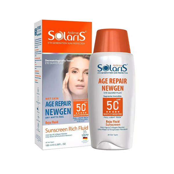 فلوئید ضد آفتاب بی‌رنگ آردن سولاریس SPF 50 ضد چروک سطحی حجم ۱۰۰ میل