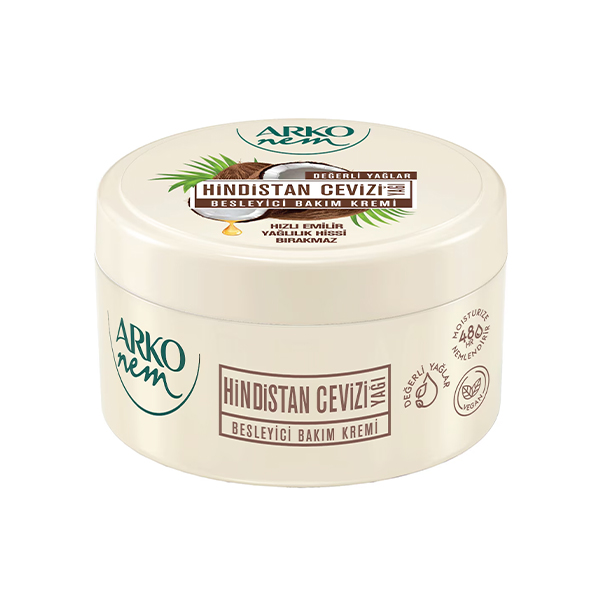 کرم مرطوب کننده کاسه‌ای آرکو حاوی روغن نارگیل طبیعی مناسب دست، صورت و بدن حجم ۲۵۰ میل