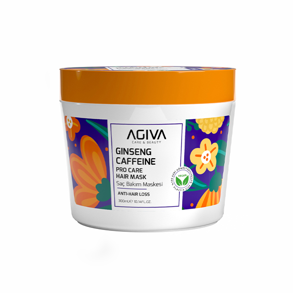 ماسک مو ضد ریزش و تقویت‌کننده آگیوا مدل Ginseng Caffeine با خاصیت تحریک ریشه حجم ۳۰۰ میل
