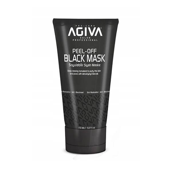 ماسک لایه‌بردار ذغال آگیوا مدل PEEL OFF BLACK MASK مناسب انواع پوست پاکسازی عمیق جوش‌های سرسیاه حجم ۱۵۰ میل