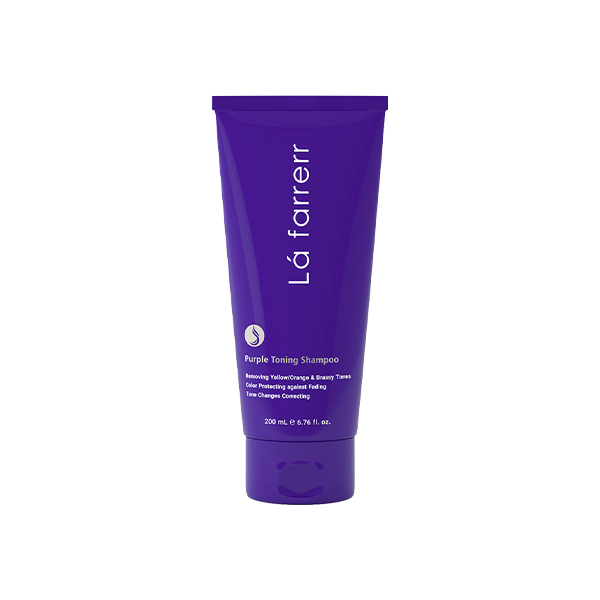 شامپو ضد زردی لافارر مدل PURPLE TONING  حاوی رنگدانه بنفش مناسب موهای دکلره و رنگ شده حجم ۲۰۰ میل