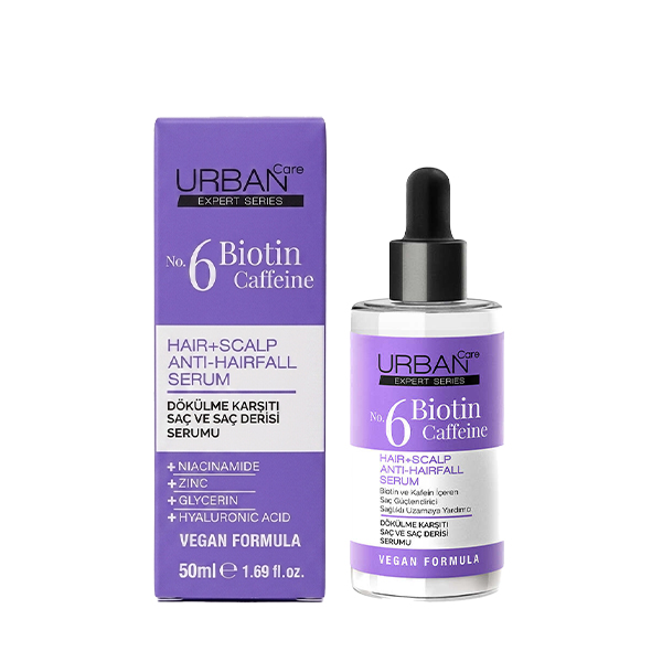 سرم تقویت‌کننده وضد ریزش مو اوربن کر مدل No. 6 Biotin & Caffeine حاوی کمپلکس انرژی‌بخش ریشه حجم ۵۰ میل