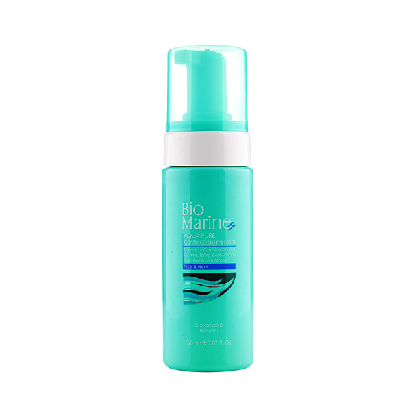 فوم شستشوی صورت و گردن بایومارین مدل AQUA PURE با خاصیت ضد آلودگی و پاک کنندگی ملایم مناسب پوست های نرمال تا مختلط حجم ۱۵۰ میل