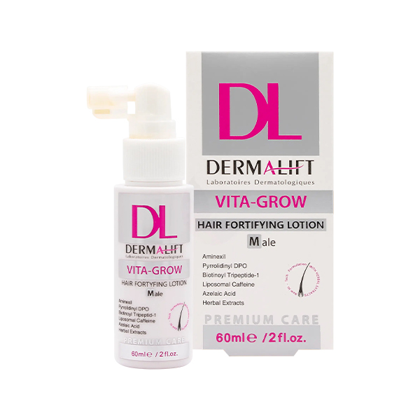 لوسیون تقویت کننده و ضد ریزش موی آقایان درمالیفت مدل VITA-GROW حجم 60 میل