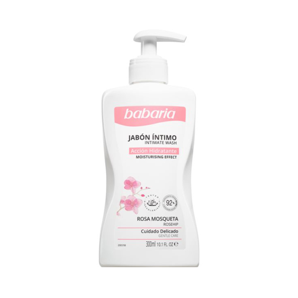 ژل بهداشتی بانوان باباریا مدل Rosa Mosqueta با خاصیت تنظیم pH و التیام‌بخش حجم 300ml