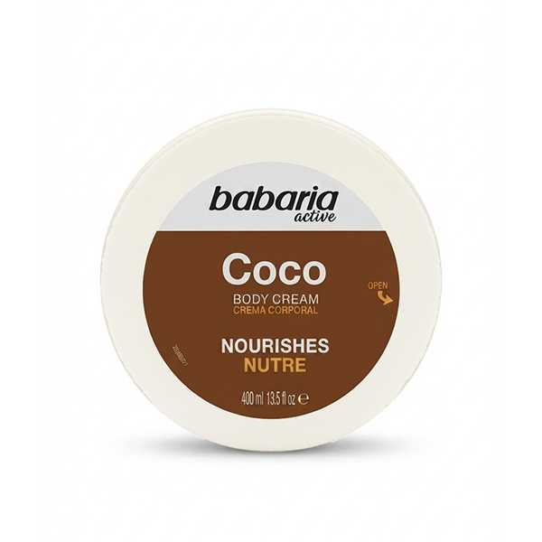 کرم بدن روغن نارگیل باباریا مدل Coco مغذی و ترمیم‌کننده مناسب پوست‌های خیلی خشک حجم 400ml