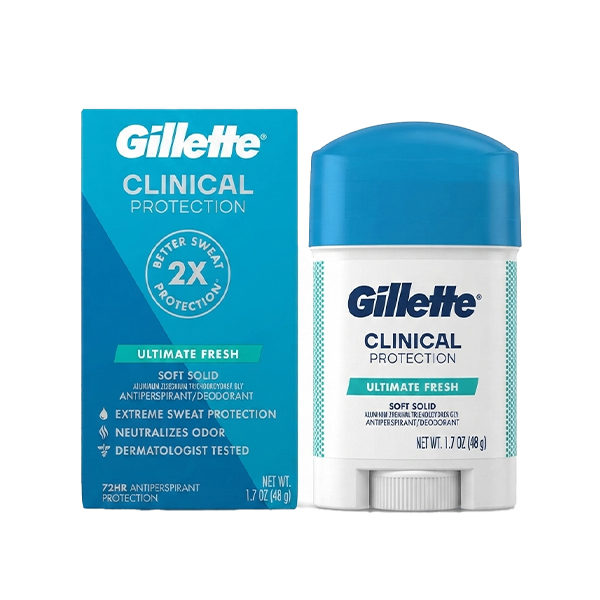 استیک ضد تعریق مردانه کلینیکال ژیلت مدل Clinical Protection Ultimate Fresh با ماندگاری 72 ساعته و فرمولاسیون ضد تعریق شدید وزن 48g