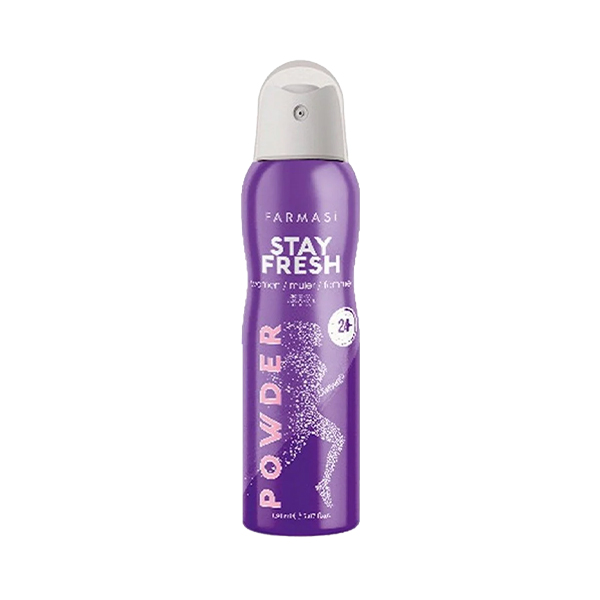 اسپری ضدتعریق زنانه فارماسی مدل Stay Fresh Powder با اثر ۴۸ ساعته و فرمول پودری حجم 150ml