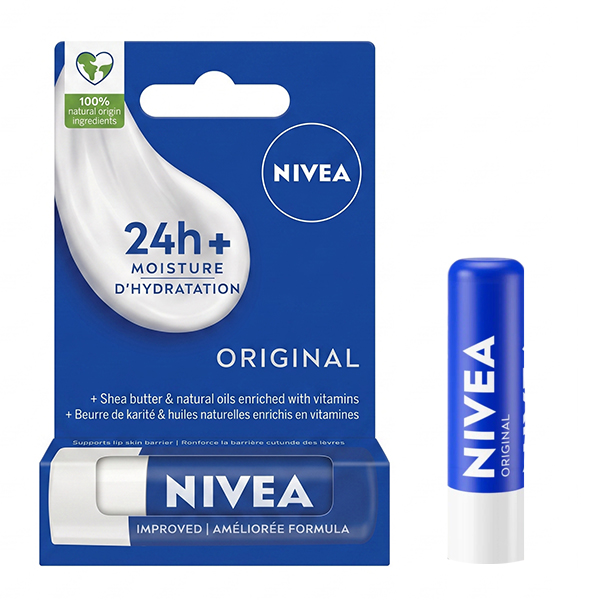 بالم لب مرطوب‌کننده و تغذیه‌کننده ۲۴ ساعته نیوآ مدل Original Care حاوی شی‌باتر با SPF 15 وزن 4.8 گرم