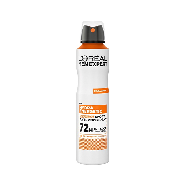 اسپری ضدتعریق مردانه لورال مدل Hydra Energetic ضد لک و انرژی‌بخش  با ماندگاری ۷۲ ساعته حجم 250ml