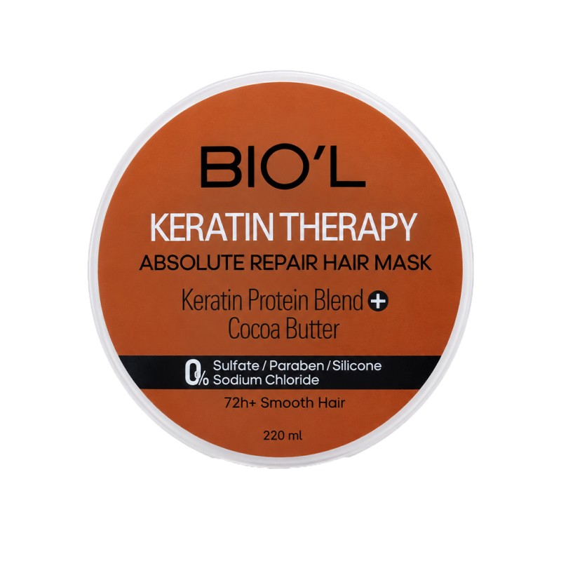 ماسک مو داخل حمام بیول مدل Keratin Therapy ترمیم‌کننده و احیاکننده مناسب موهای آسیب‌دیده و رنگ‌شده حجم ۲۲۰ میل