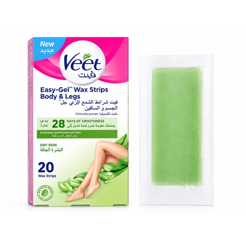 نوار موبر ویت مدل Dry Skin مخصوص بدن و پا حاوی عصاره آلوئه‌ورا و گل لوتوس بسته ۲۰ عددی