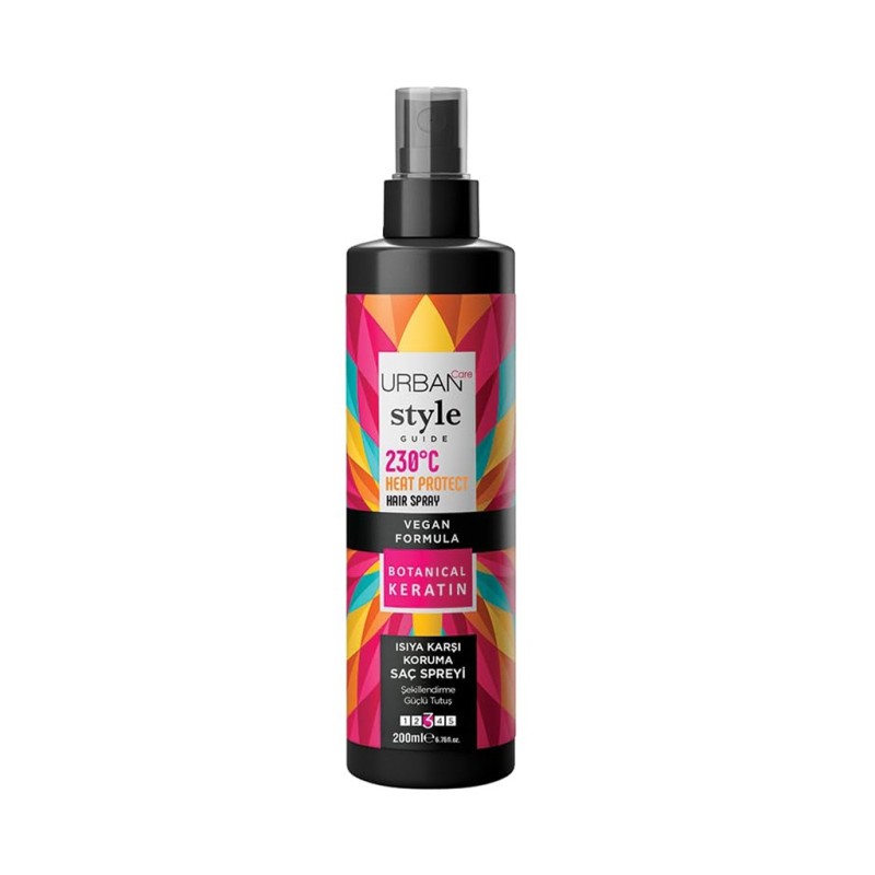 اسپری مو اوربن کر مدل HEAT PROTECT HAIR SPRAY 230C محافظ حرارتی با کراتین گیاهی حجم ۲۰۰ میل