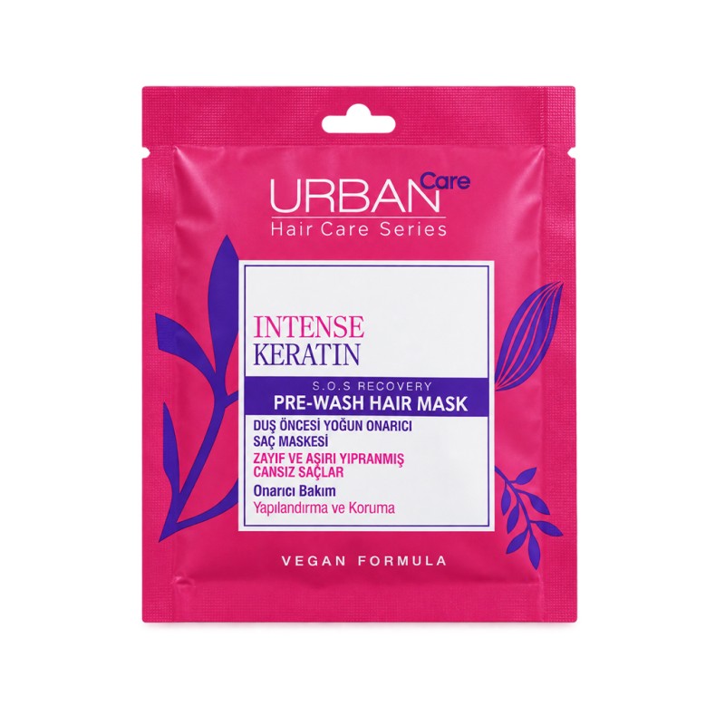 ماسک مو اوربن کر مدل INTENSE KERATIN پیش از حمام مناسب موهای ضعیف و آسیب‌دیده حجم ۵۰ میل