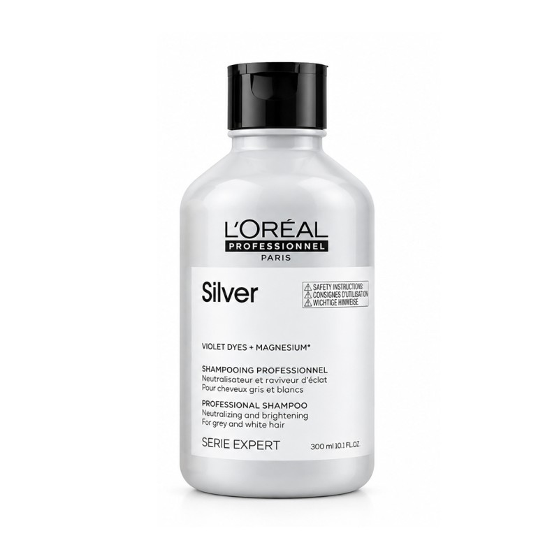 شامپو ضد زردی لورآل مدل Silver خنثی‌کننده تناژ زرد مناسب موهای بلوند و دکلره شده حجم ۳۰۰ میل