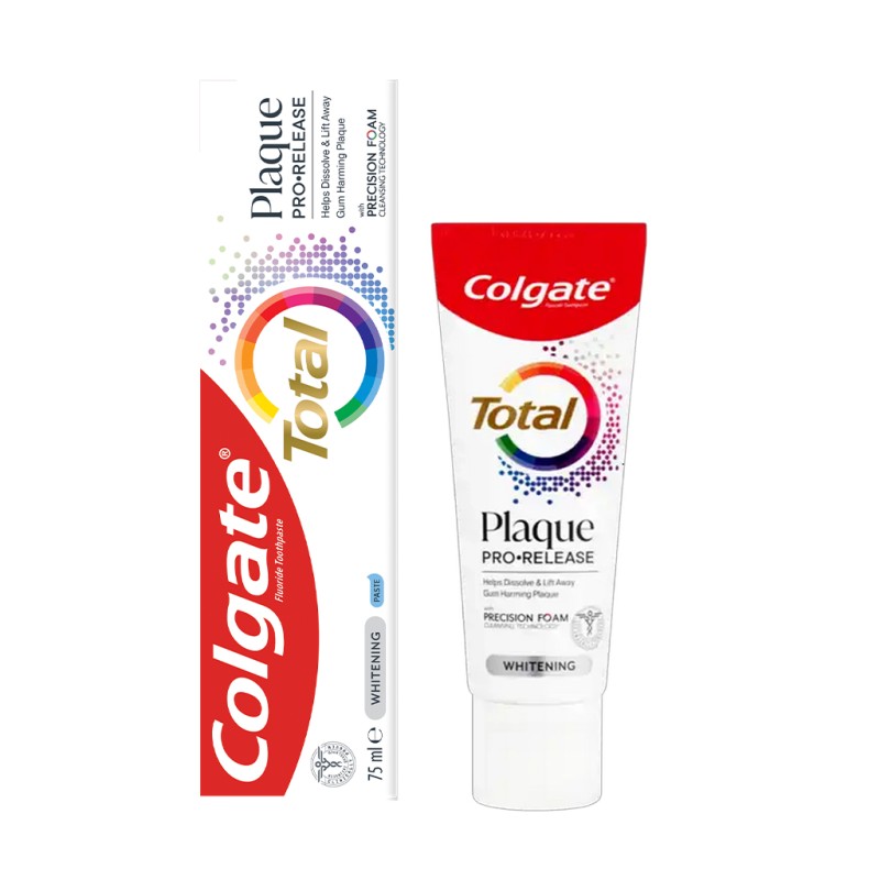 خمیر دندان کلگیت مدل Total Plaque whitening سفیدکننده و ضد پلاک حجم ۷۵ میل
