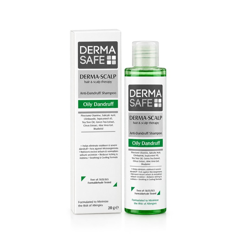 شامپو ضد شوره درماسیف مدل Derma Scalp Oily Dandruff مناسب مو و پوست سر چرب کنترل کننده سبوم حجم ۲۰۰ میل