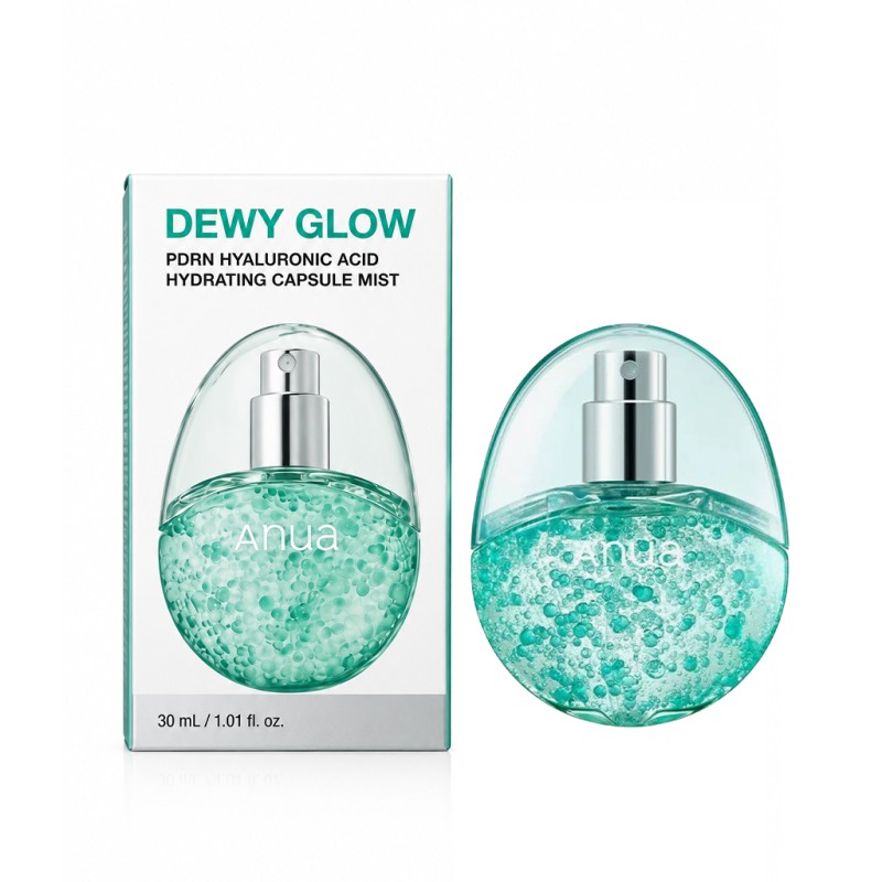 اسپری آبرسان آنوا مدل DEWY GLOW و هیالورونیک اسید با کپسول حجم ۳۰ میل