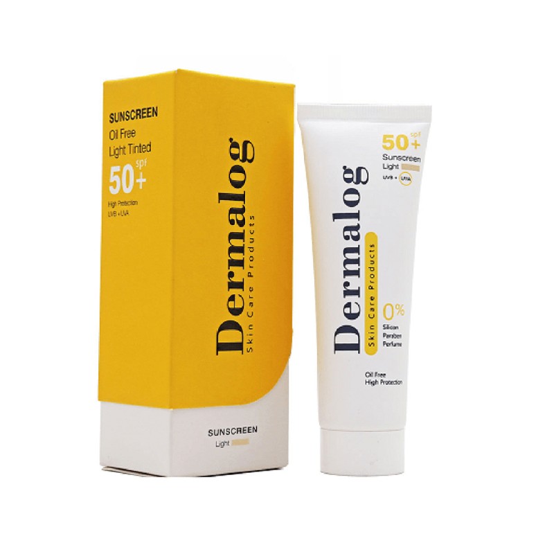 کرم ضد آفتاب رنگی درمالوگ مدل Oil Free SPF50 مات کننده و پوشش دهنده پوست چرب حجم ۵۰ میل