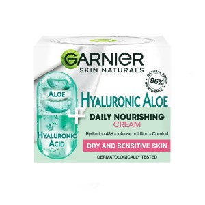 ژل کرم آبرسان و تغذیه کننده گارنیه مدل Hyaluronic Aloe مناسب پوست خشک و حساس حجم ۵۰ میل