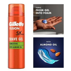 ژل اصلاح آبرسان و محافظ پوست مناسب پوست حساس ژیلت مدل Fusion 5X Action Shave Gel حجم 200 میل
