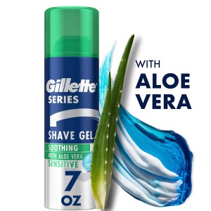 ژل اصلاح تسکین‌دهنده و محافظ مناسب پوست حساس حاوی آلوئه‌ورا ژیلت مدل Series Soothing Aloe Vera حجم 200 میل