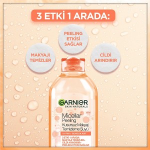 میسلار واتر لایه‌بردار و پاک‌کننده حاوی گلیکولیک اسید گارنیه مدل Micellar Peeling Kusursuz Makyaj حجم 400 میل