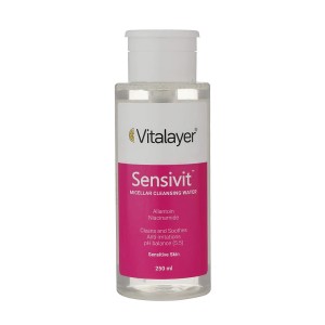 محلول پاککننده آرایش پاککننده و آبرسان مناسب پوستهای حساس ویتالیر مدل SensiVit حجم 250 میل