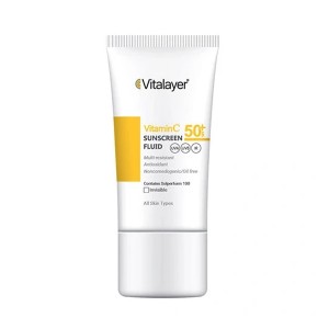 فلوئید ضد آفتاب بی‌رنگ محافظ و روشن‌کننده پوست ویتالیر مدل Vitamin C حجم 50 میل