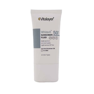 فلوئید ضد آفتاب بیرنگ ضد لک و روشنکننده پوستهای دارای لک ویتالیر مدل Whitevit SPF50 حجم 50 میل