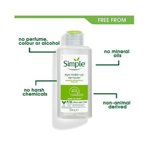پاک کننده آرایش چشم مخصوص آرایش ضد آب سیمپل مدل Kind to Skin Eye Make-up Remover حجم 125 میل
