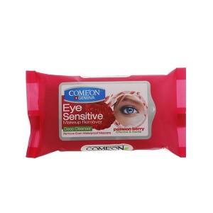 دستمال مرطوب پاک‌کننده آرایش چشم کامان ضد حساسیت مخصوص چشم‌های حساس مدل Eye Sensitive بسته ۱۰ عددی