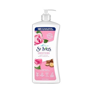 لوسیون بدن نرمکننده و صافکننده سینت ایوز حاوی عصاره گل رز و روغن آرگان مدل Smoothing حجم 621 میل