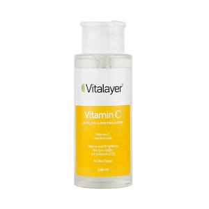 محلول پاک کننده آرایش روشنکننده ویتالیر حاوی ویتامین C مناسب انواع پوست مدل Vitamin C حجم 250 میل