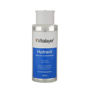 محلول پاککننده آرایش آبرسان ویتالیر مخصوص پوستهای خشک مدل Hydravit حجم 250 میل