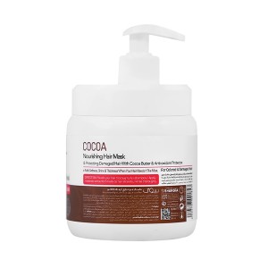 ماسک مو مناسب موهای رنگ شده وآسیب دیده  حاوی کره دانه کاکائو مدل cocoa  حجم 500 میل