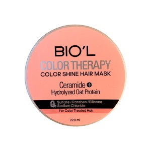 ماسک موی داخل حمام بیول مدل Color Therapy حاوی سرامید و پروتئین هیدرولیز شده جو دوسر مناسب موهای رنگ شده و دکلره حجم ۲۲۰ میل