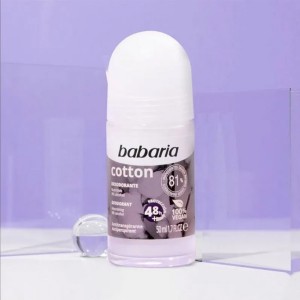 رول ضد تعریق زنانه 48 ساعته باباریا مدل cotton فاقد الکل و مغذی حجم 50 میل