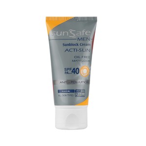 کرم ضد آفتاب آقایان سان سیف SPF 40 بی‌رنگ فاقد چربی و سبک حجم ۵۰ میل