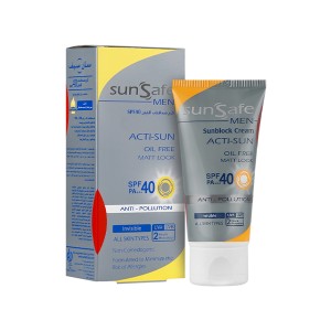 کرم ضد آفتاب آقایان سان سیف SPF 40 بی‌رنگ فاقد چربی و سبک حجم ۵۰ میل