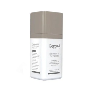 کرم ضد چروک دور چشم ژنوبایوتیک حاوی ویتامین c و هیالورونیک اسید کاهش دهنده عمق چروک های عمیق حجم 15 میل
