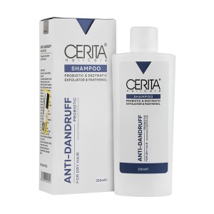 شامپو ضد شوره سریتا حاوی پانتنول و پروبیوتیک مناسب موهای خشک حجم ۲۰۰ میل