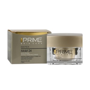 کرم مرطوب کننده ۲۴ ساعته پرایم مدل Moist 24 ضد چروک و شاداب کننده مناسب پوست نرمال تا خشک حجم ۵۰ میل