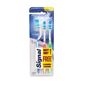 مسواک 3 کاره سیگنال برس مدیوم بسته 3 عددی ( تنوع رنگ رندوم )